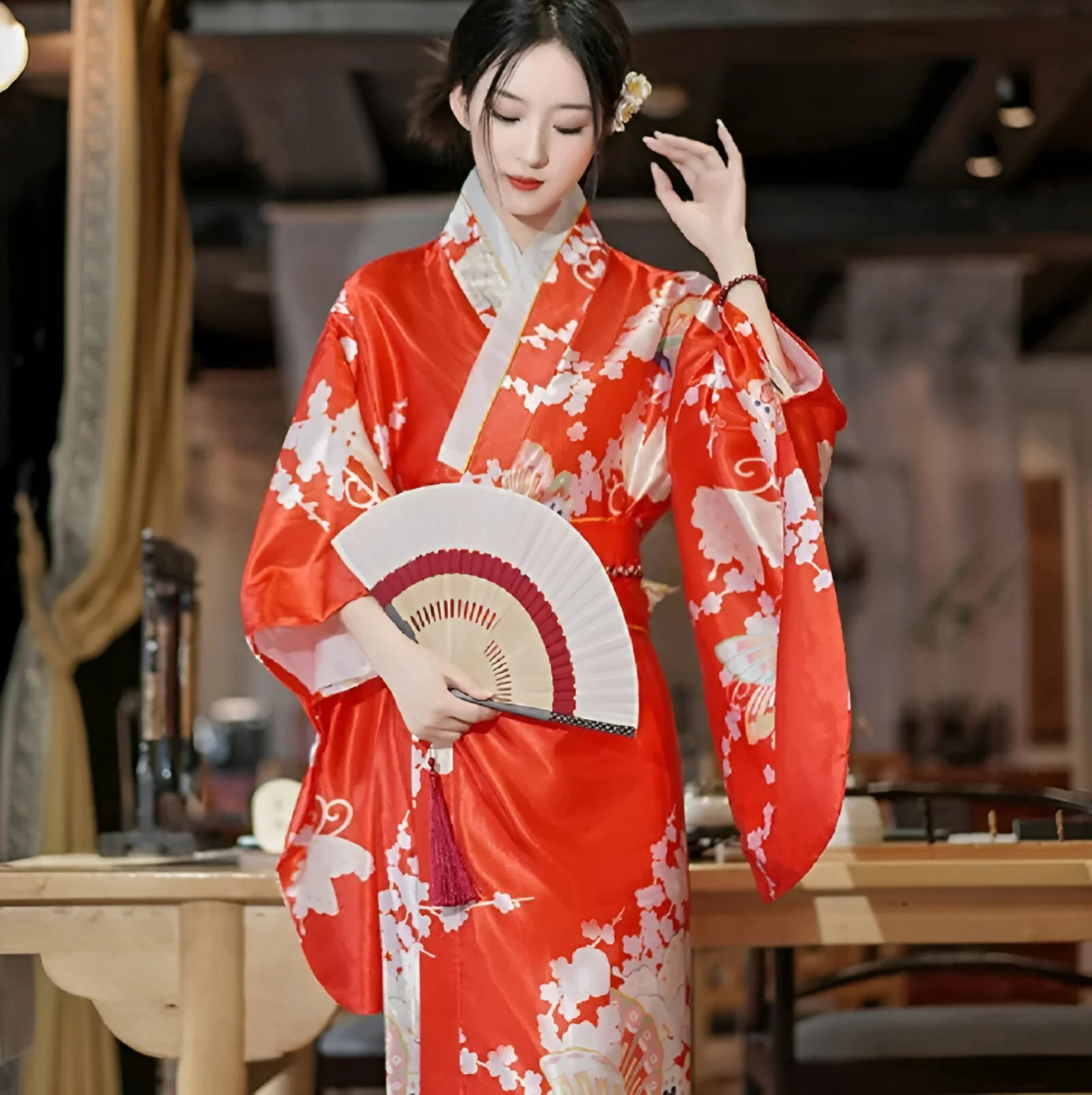 Kimono Japonais Traditionnel Femme Soie - Image 3