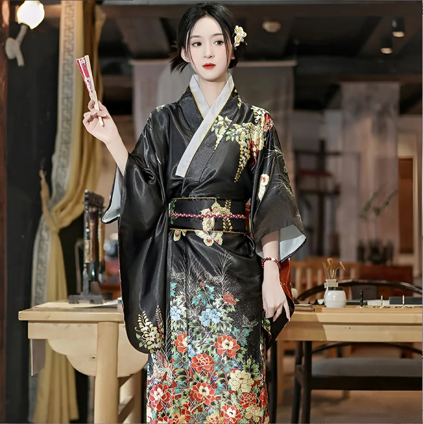 Kimono Japonais Traditionnel Femme Soie - Image 6