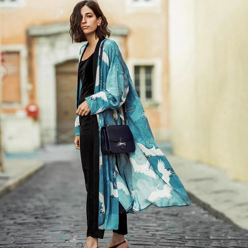 Kimono Léger Femme Grues - Image 4