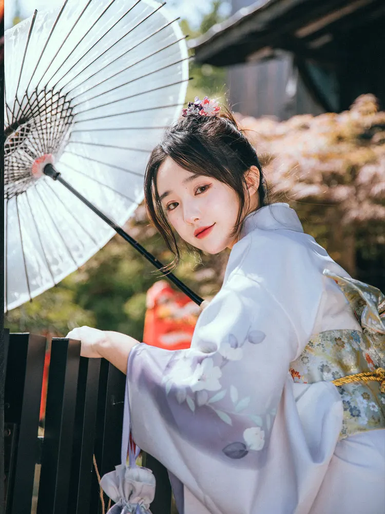 Kimono Traditionnel Femme Violet - Image 4