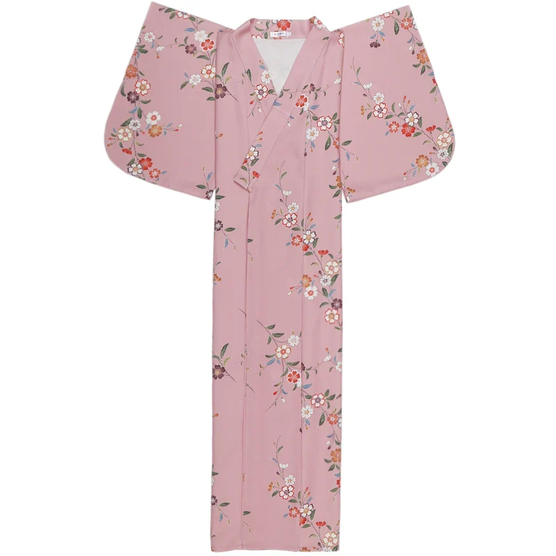 Kimono Traditionnel Rose Motifs Floraux - Image 4