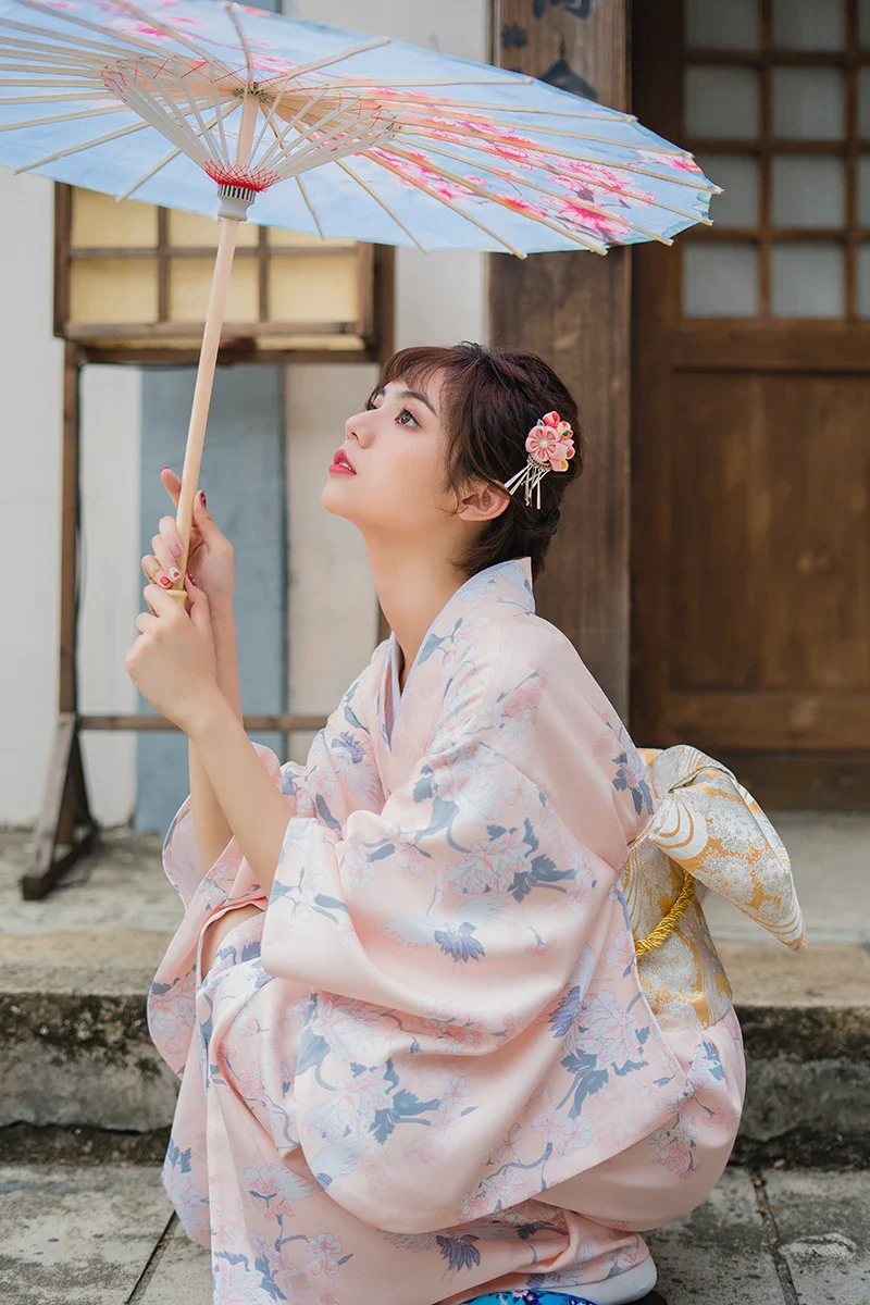 Kimono Traditionnel Rose Pastel - Image 3