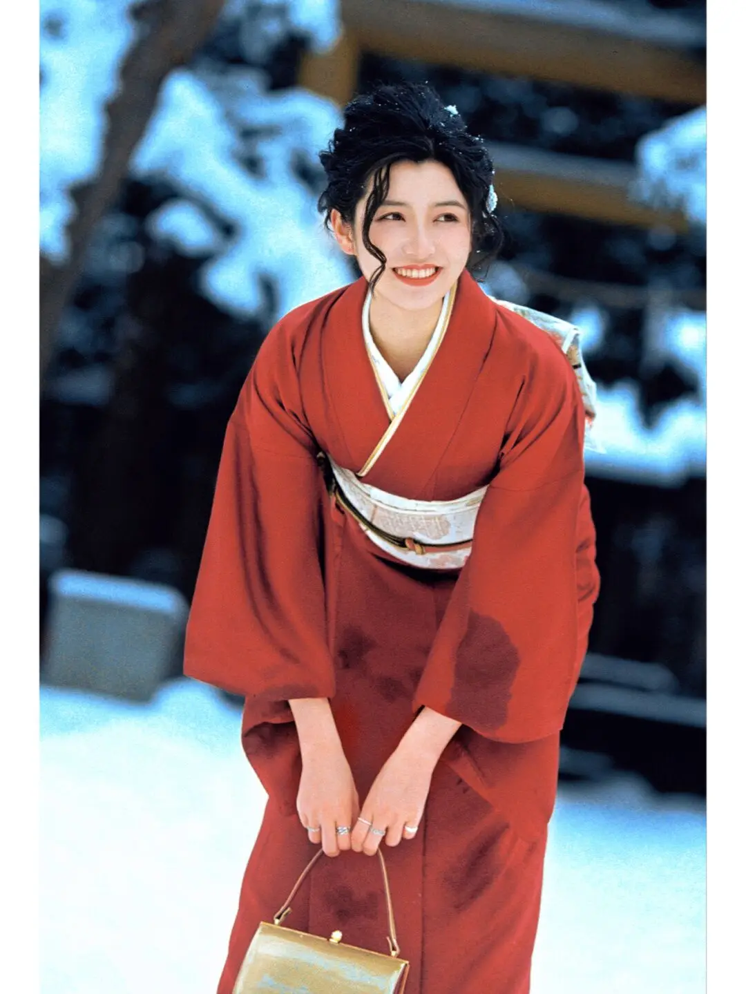 Kimono Traditionnel Rouge Uni - Image 3
