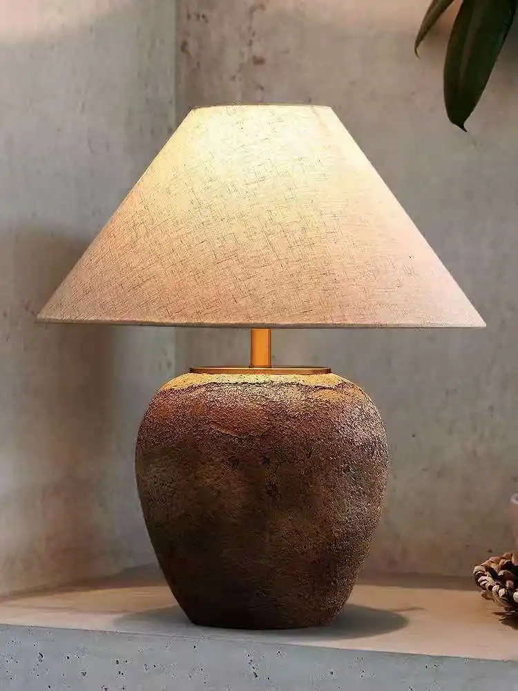 Lampe Japonaise en Céramique et Tissu