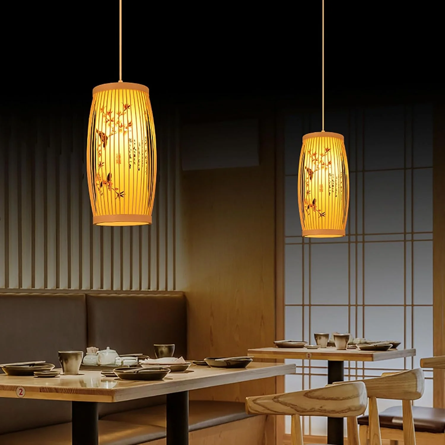 Lampe Suspendue Japonaise Fleurie