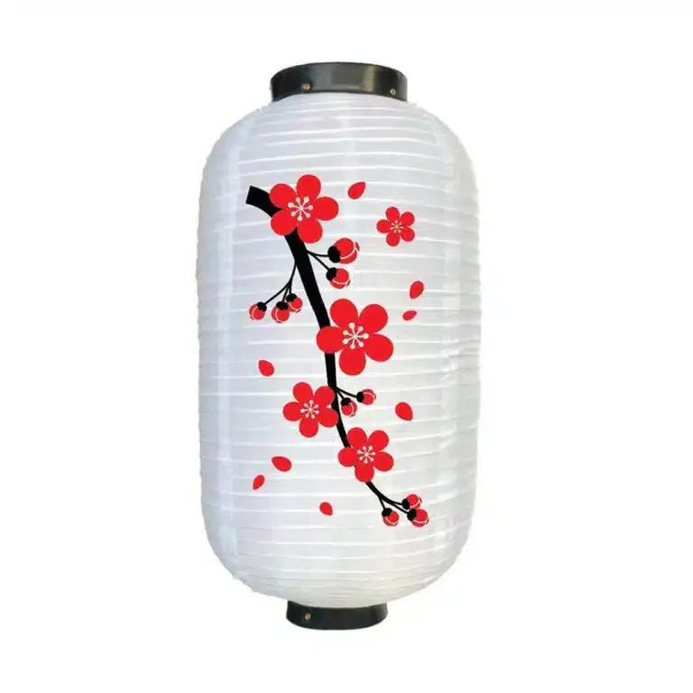 Lanterne Japonaise Blanche Fleurs
