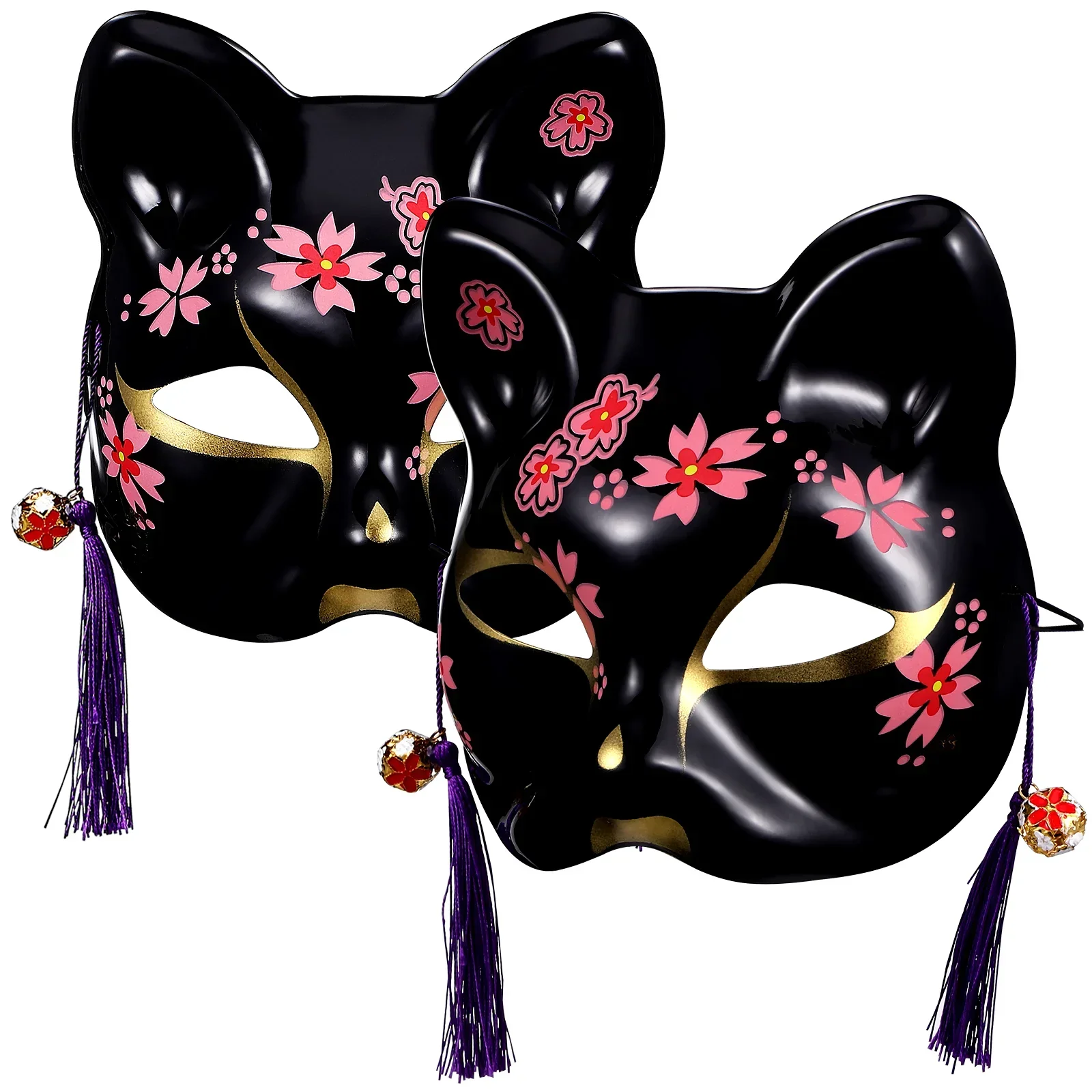 Masque Japonais Chat Noir Sakura - Image 3