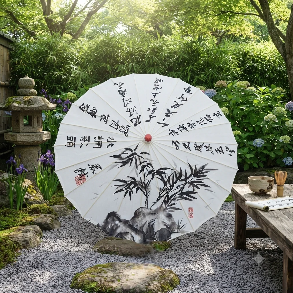 Ombrelle Japonaise Blanche Design - Image 2