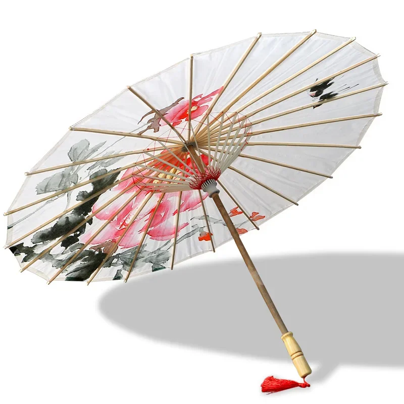 Ombrelle Japonaise Blanche Fleurie - Image 2