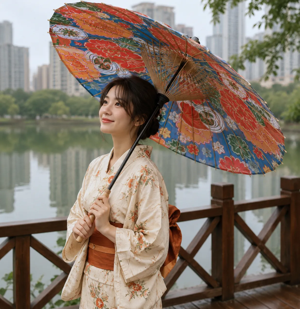 Ombrelle Japonaise Colorée Carpe Koi - Image 2