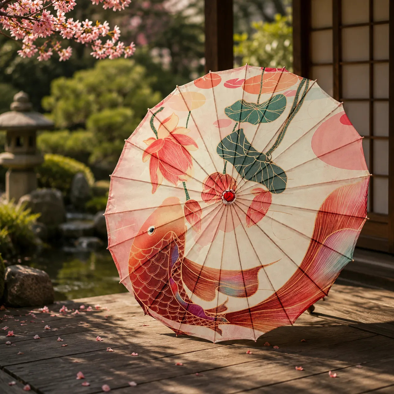 Ombrelle Japonaise Koi Lotus - Image 2