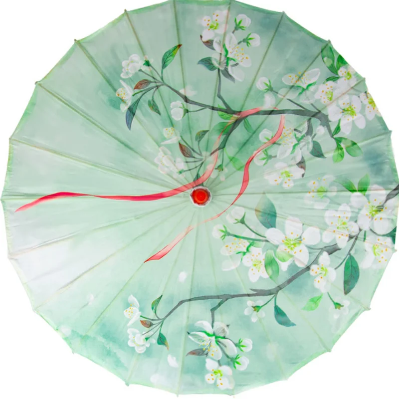Ombrelle Japonaise Verte à Fleurs - Image 2