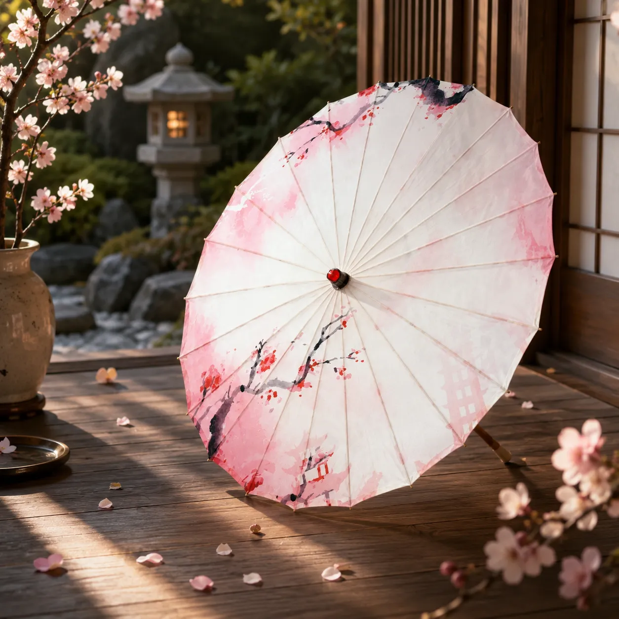 Ombrelle Paysage Japonais Rose - Image 2