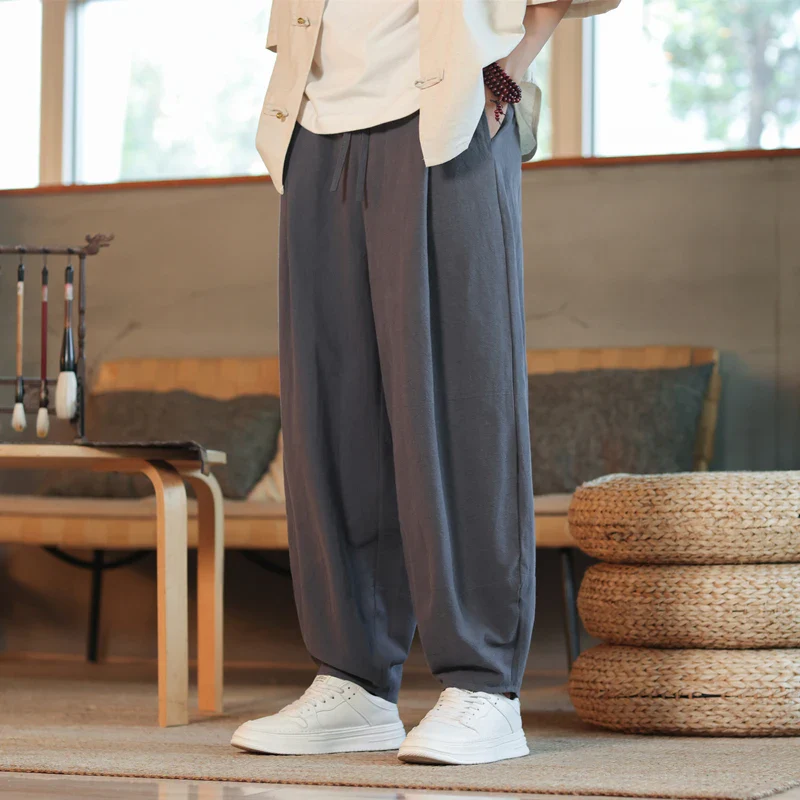 Pantalon Décontracté en Coton Style Japonais - Image 3