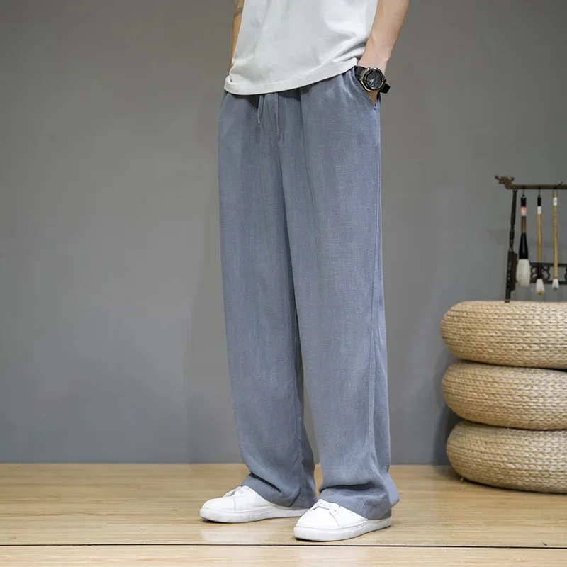Pantalon Droit Japonais en Coton et Lin