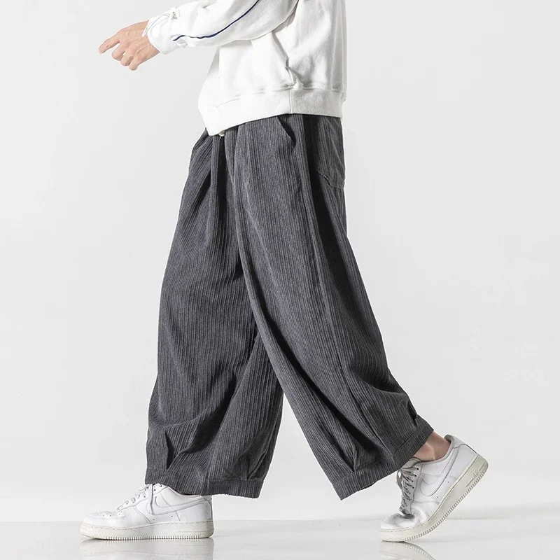 Pantalon Japonais Ample en Velours Côtelé