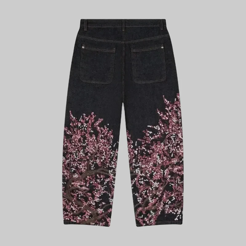 Pantalon Japonais Brodé Fleurs de Cerisier - Image 3