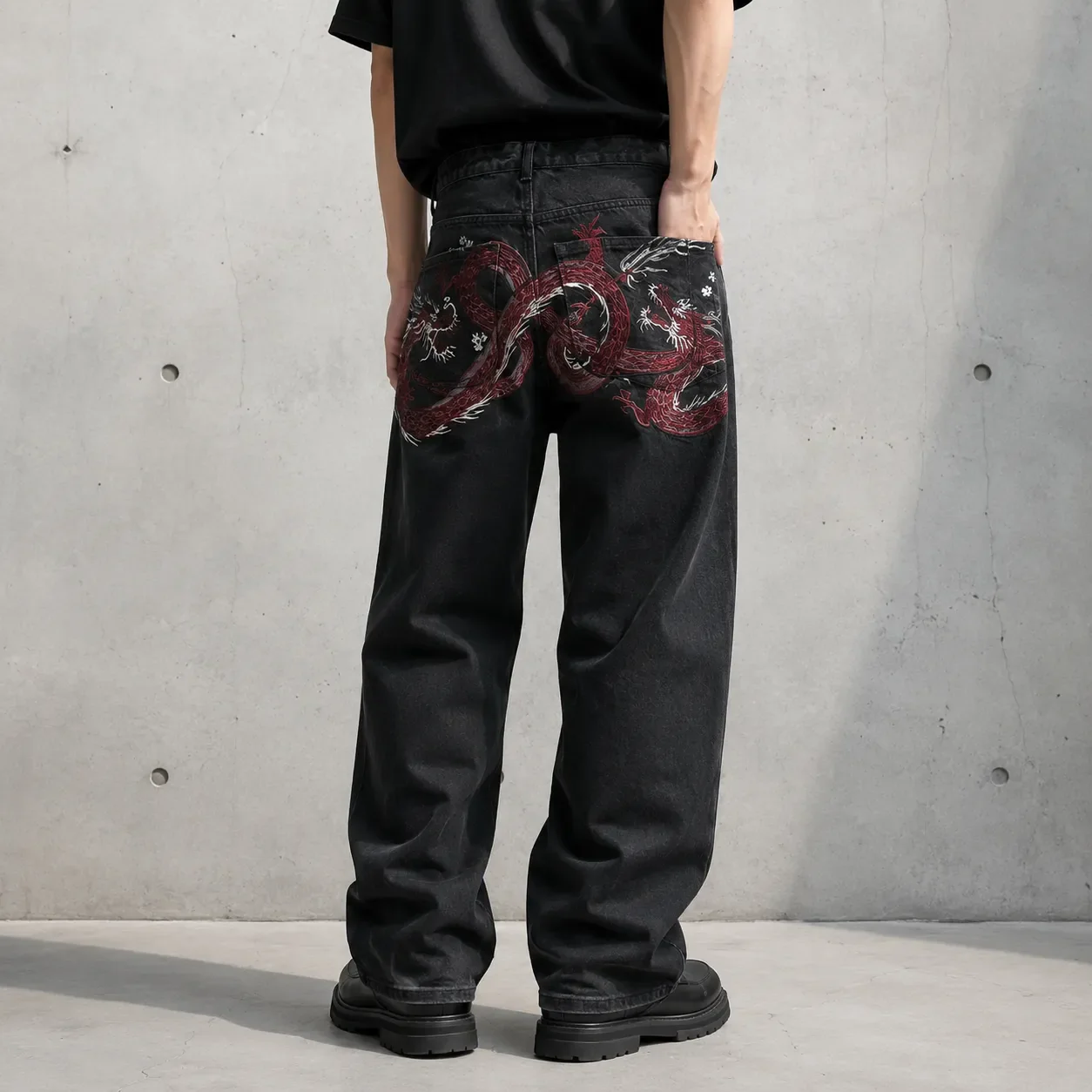 Pantalon Japonais Jean Brodé Dragon - Image 2