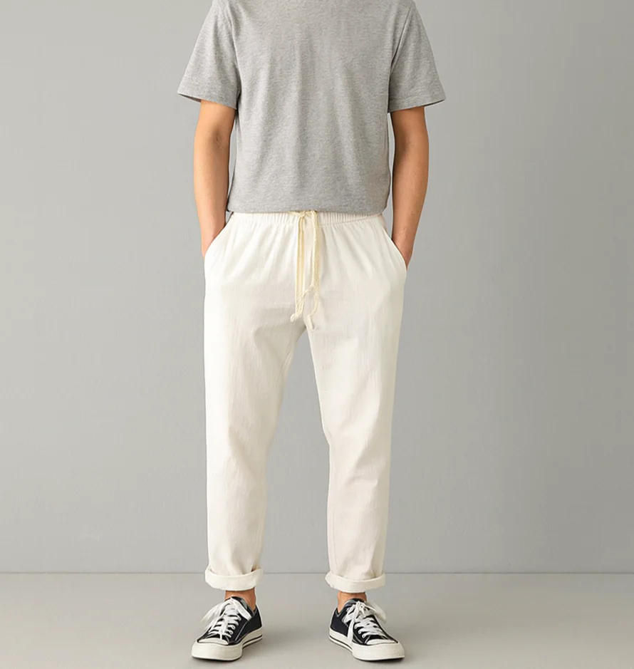 Pantalon Léger Homme en Lin Respirant
