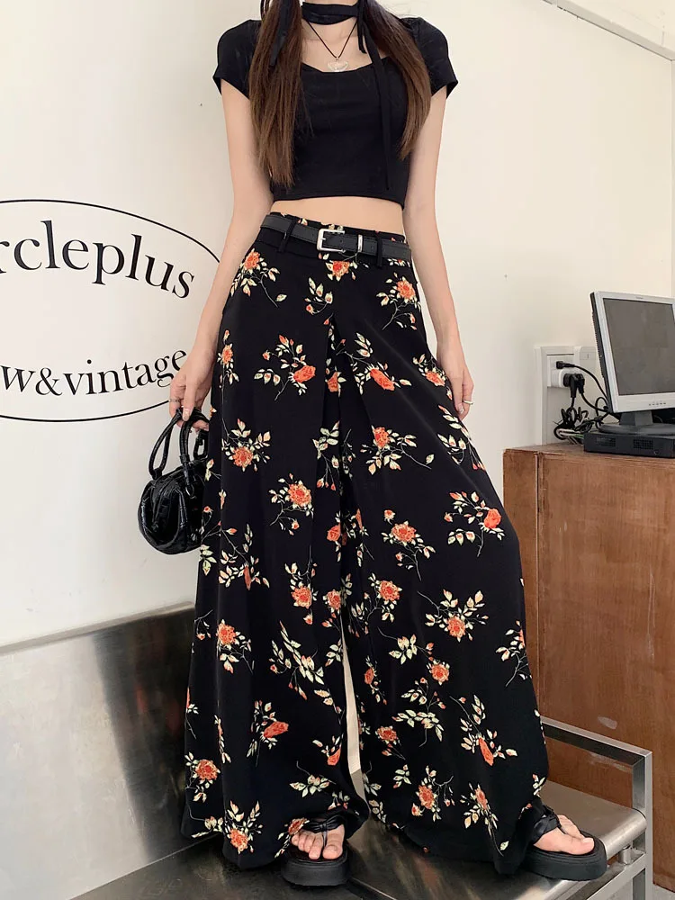 Pantalon Taille Haute Fleuri