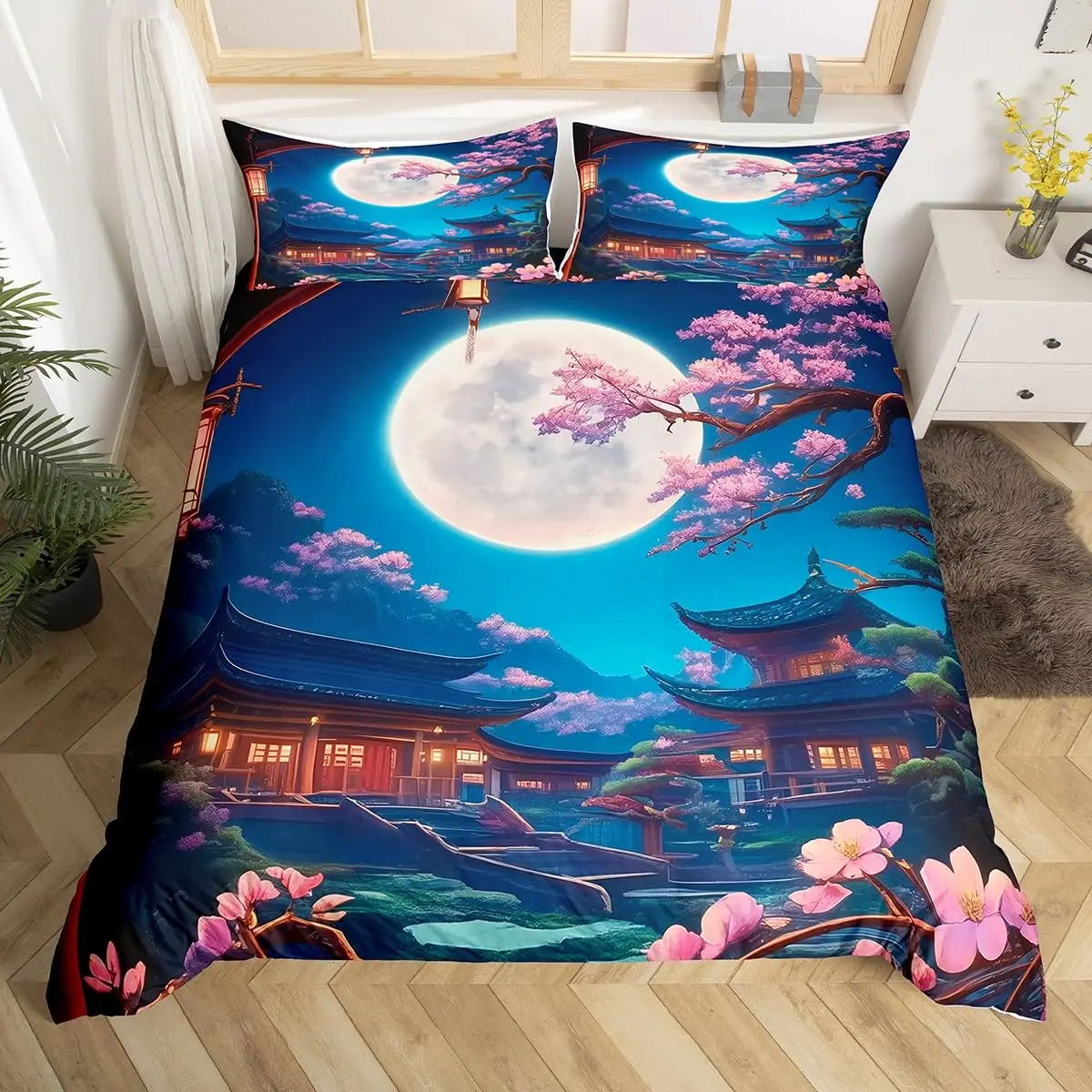 Parure de Lit au Motifs Nuit Japonais