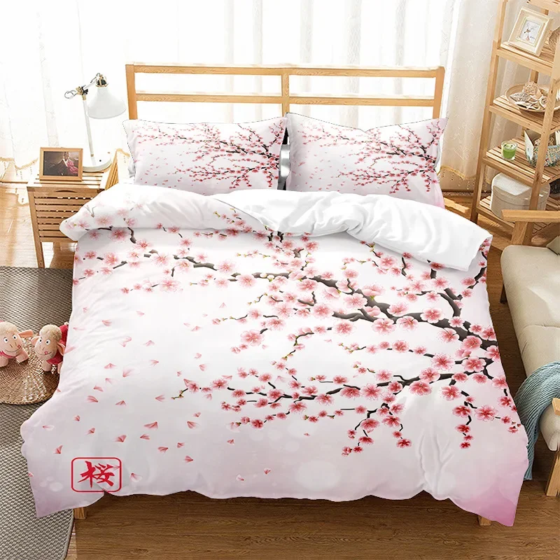 Parure de Lit Japonaise à Fleurs de Sakura Roses