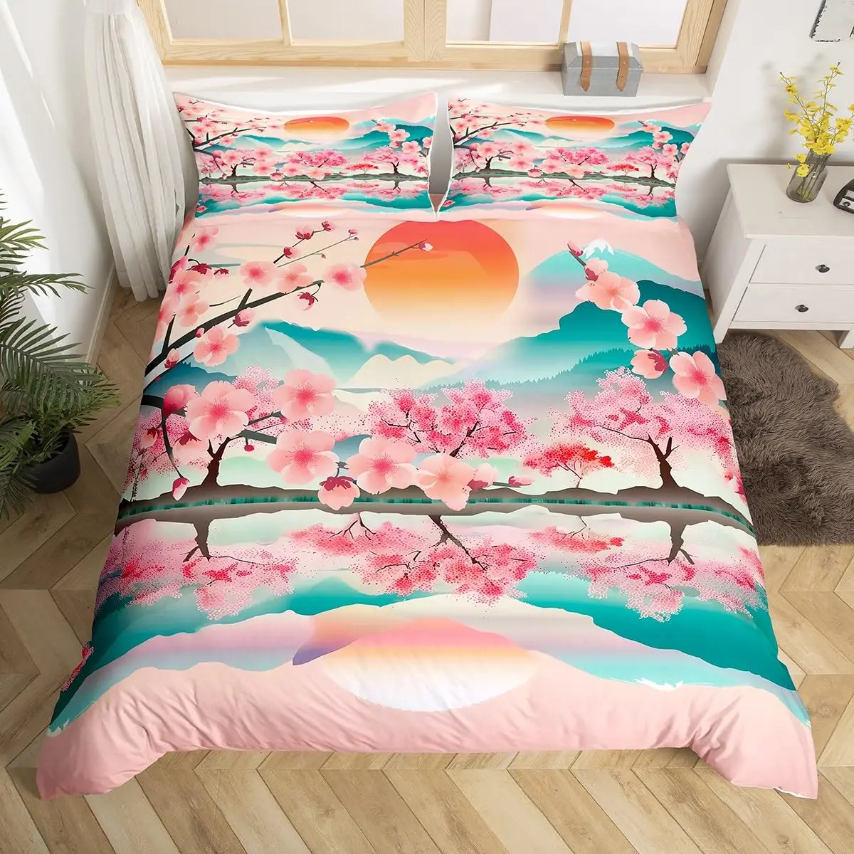 Parure de Lit Japonaise Rose Stylé