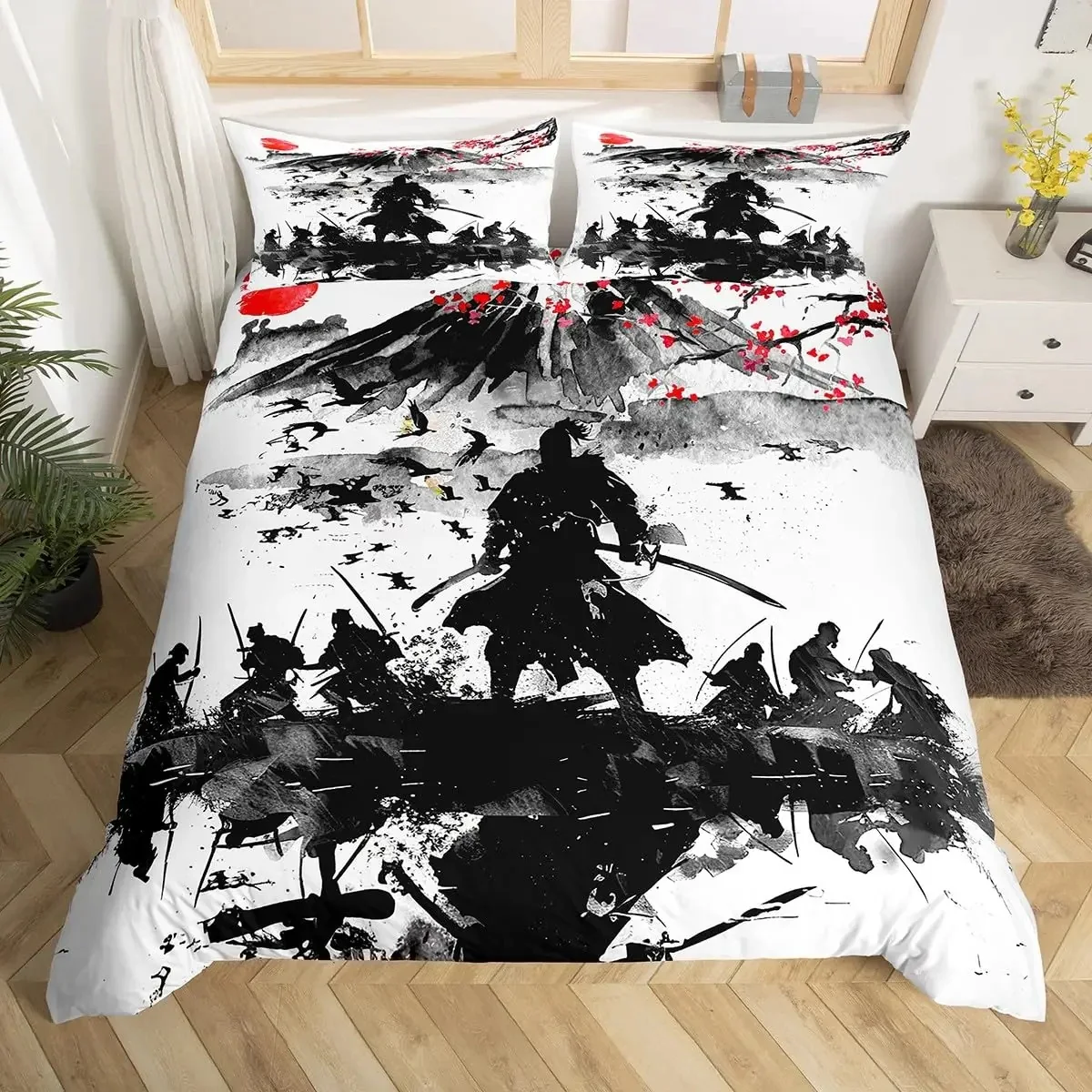 Parure de Lit Samouraï Noir et Blanc