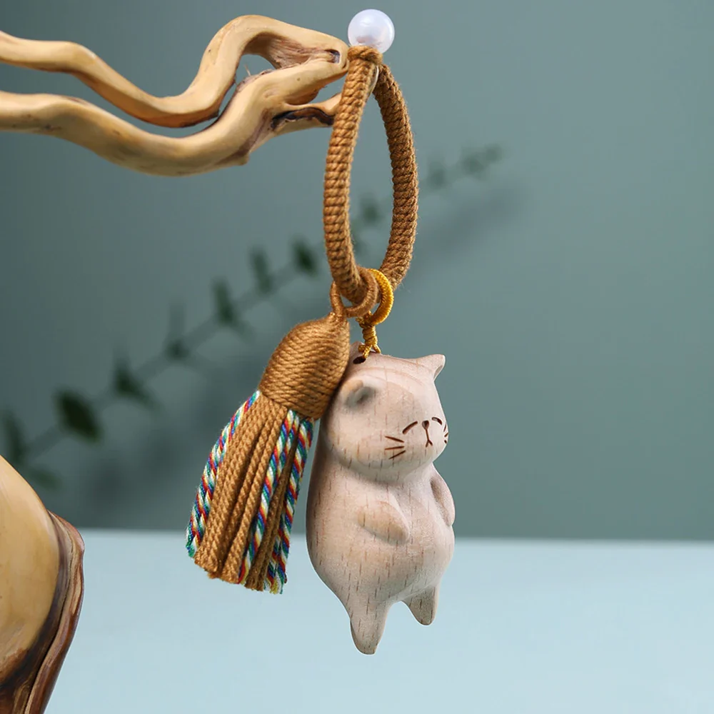 Porte-clés Chat Mignon en Bois - Image 2