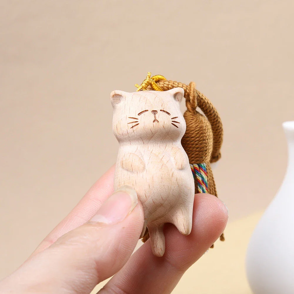 Porte-clés Chat Mignon en Bois - Image 3