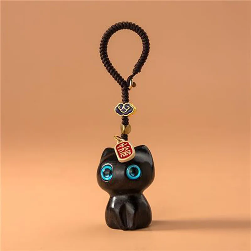 Porte-clés Japonais Chat en Bois - Image 3