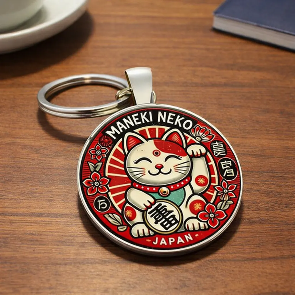 Porte-Clés Maneki Neko Porte-Bonheur en Métal - Image 3