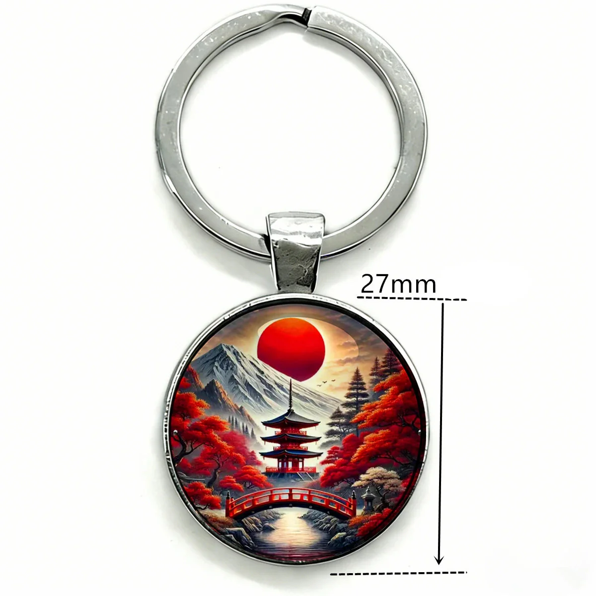 Porte-Clés Paysage Japonais Rouge - Image 3