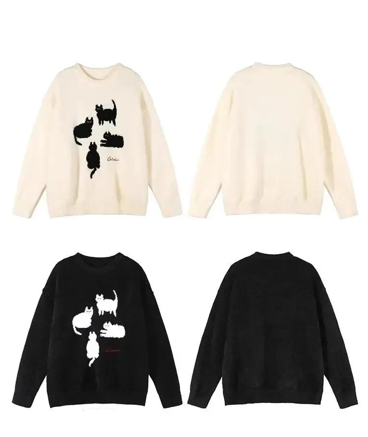 Pull Japonais Tricoté Chat - Image 3