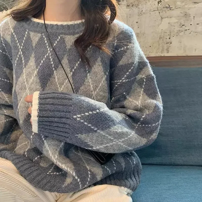 Pull Vintage Carreaux Japonais