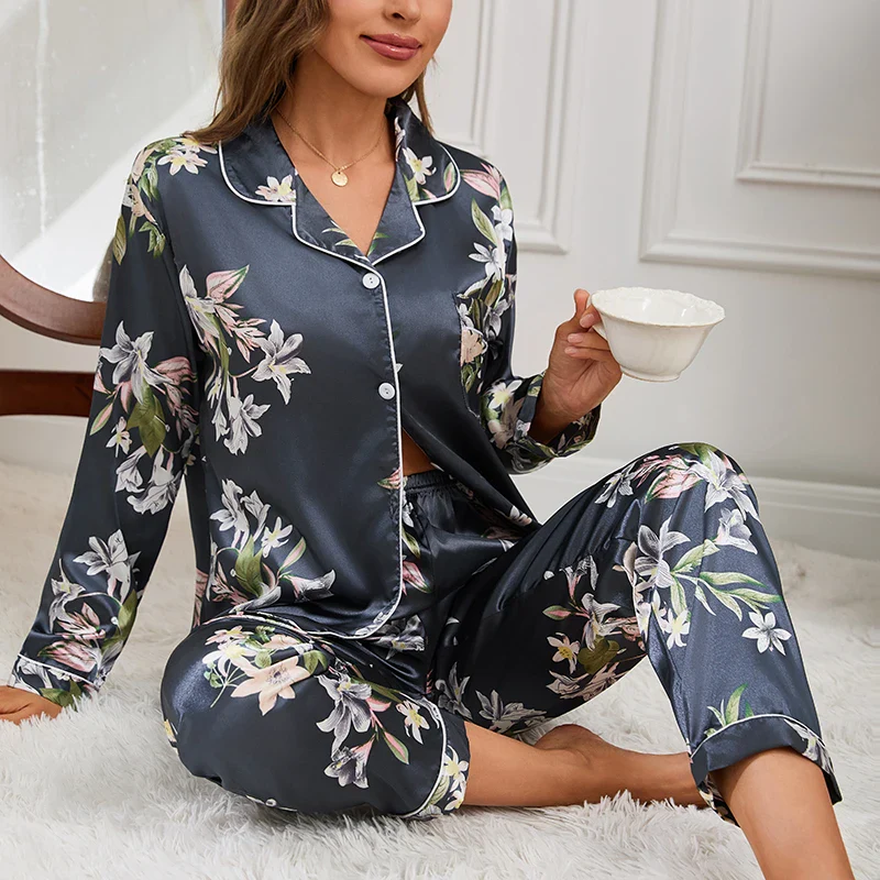 Pyjama Japonais Bleu Fleuri