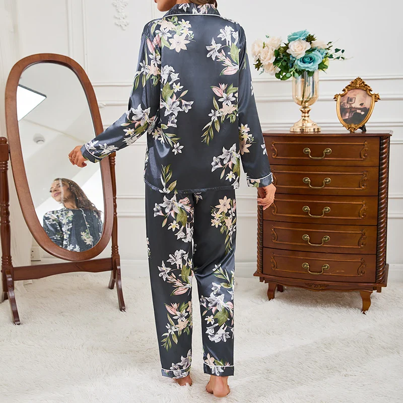 Pyjama Japonais Bleu Fleuri - Image 3