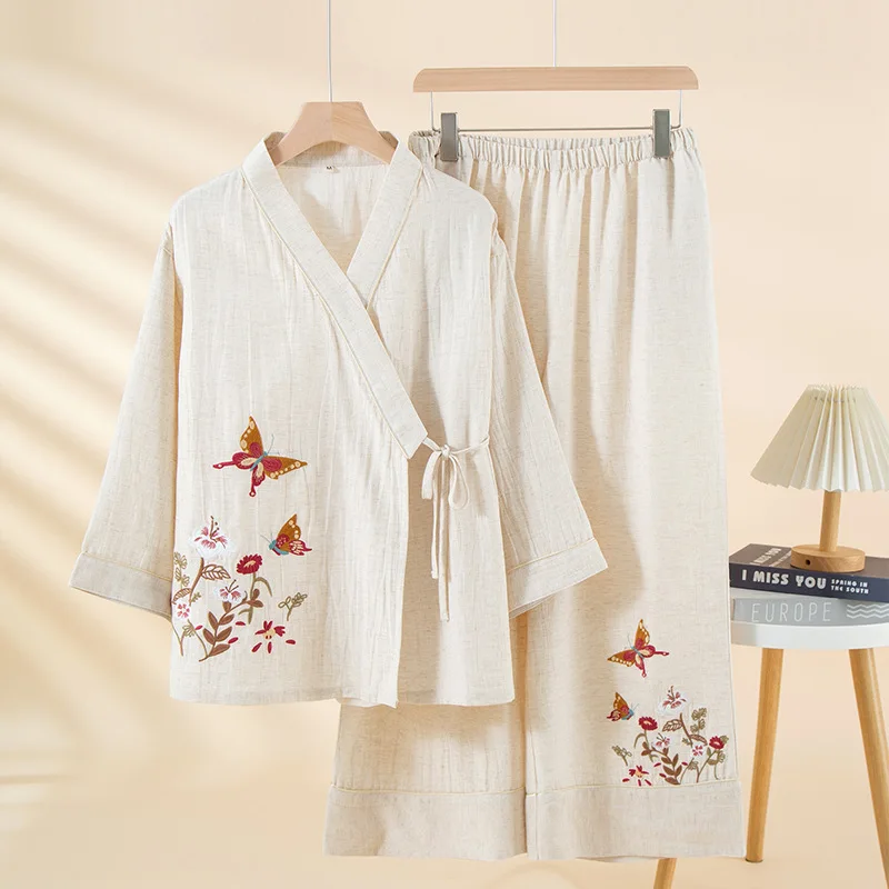 Pyjama Japonais Femme Brodé Epuré - Image 2