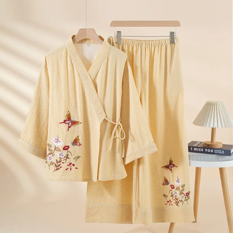 Pyjama Japonais Femme Brodé Epuré - Image 4