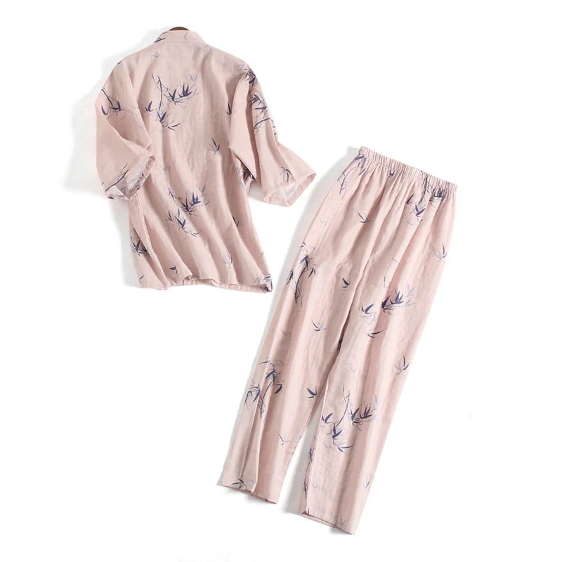 Pyjama Japonais Femme Rose Bambou - Image 3