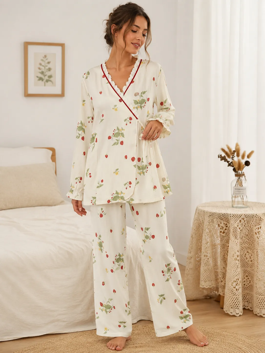 Pyjama Japonais Motif Fraise