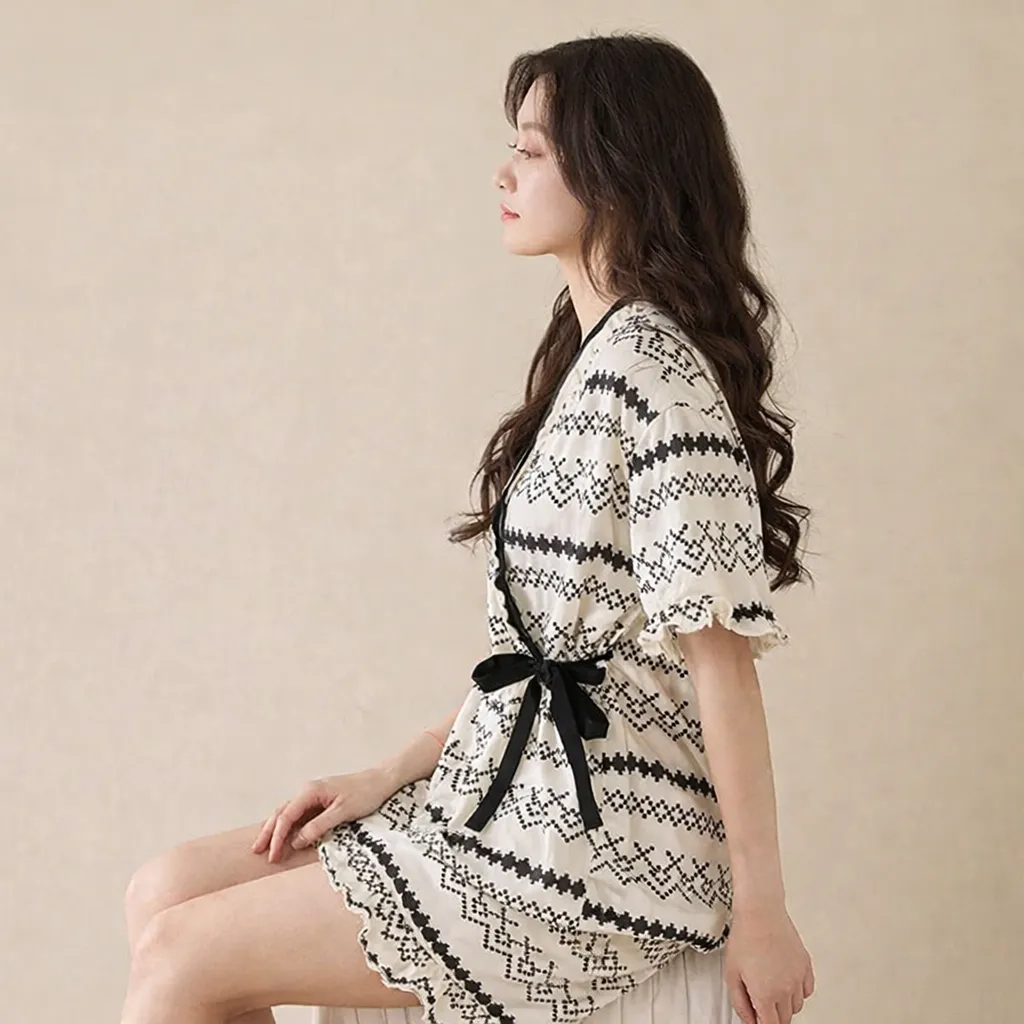 Pyjama Japonais Style Kimono Femme - Image 2