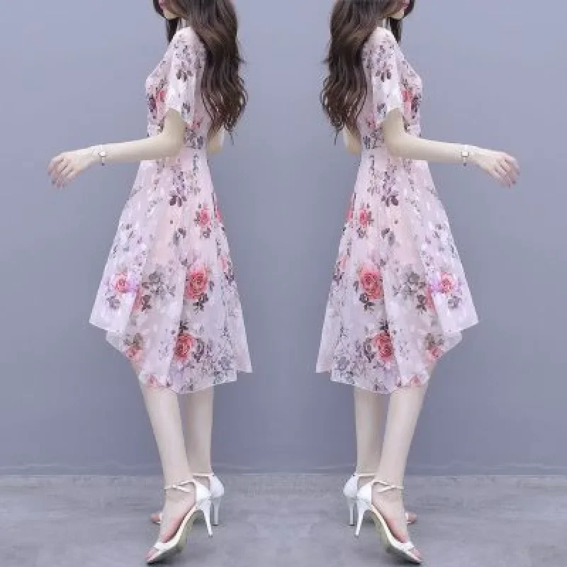 Robe Asymétrique Fleurie Japonaise - Image 3