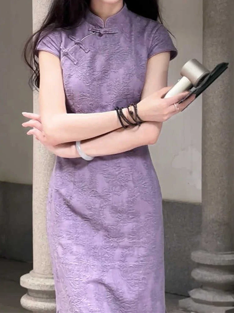 Robe Japonaise Mauve Minimaliste - Image 3