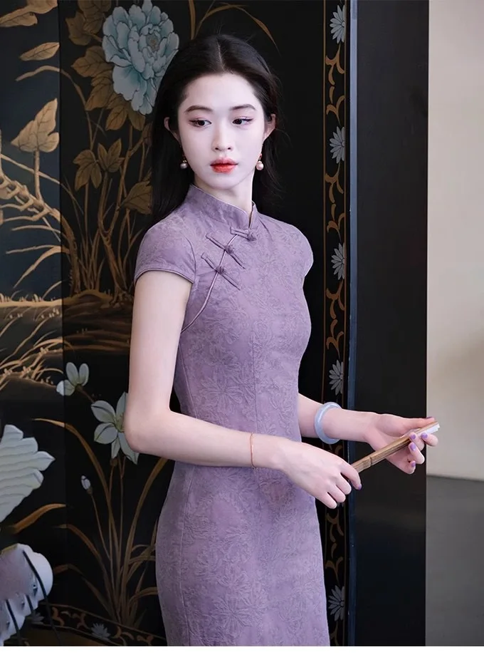 Robe Japonaise Mauve Minimaliste - Image 4