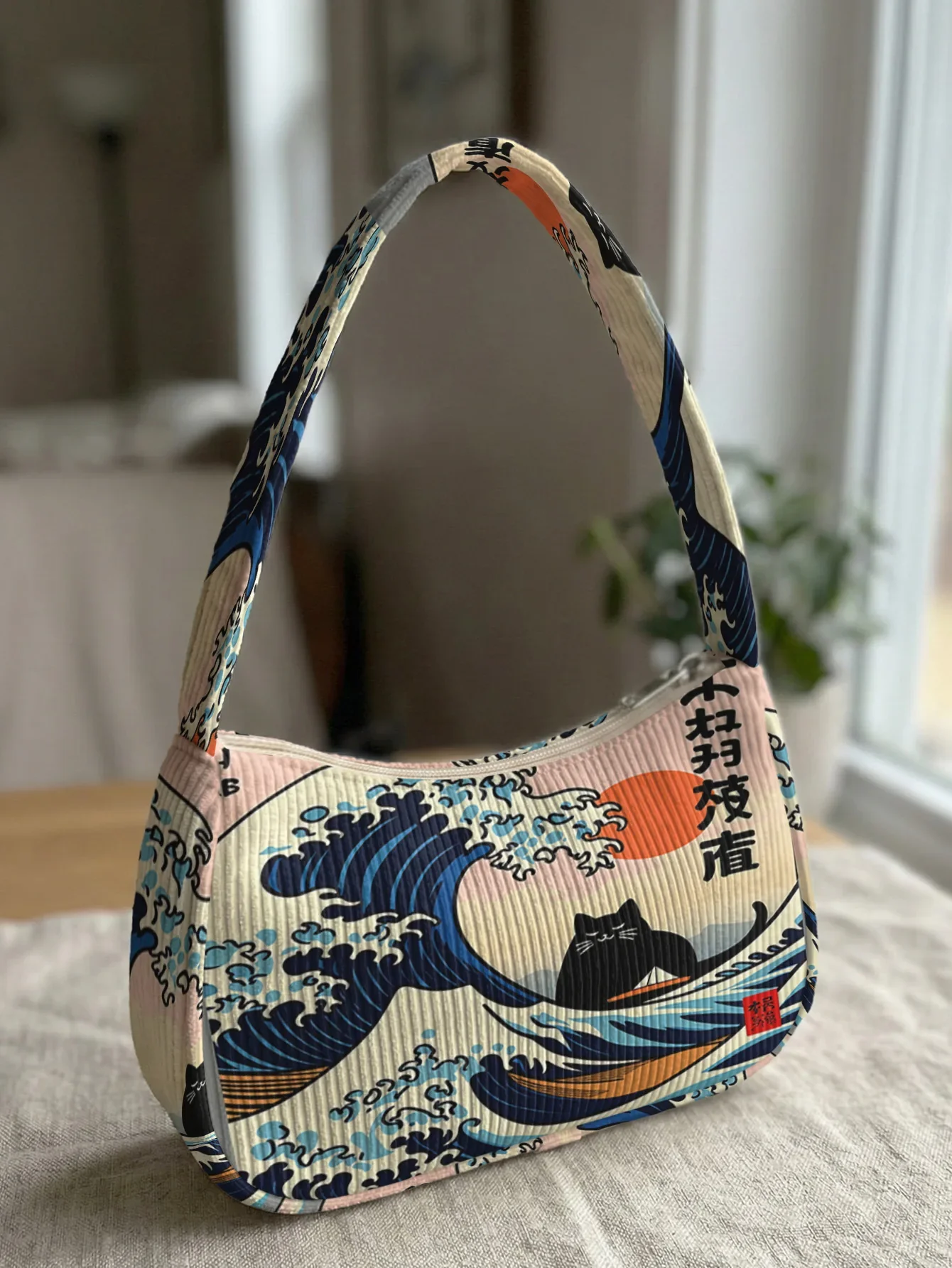 Sac à Main Kanagawa en Velours Côtelé - Image 2