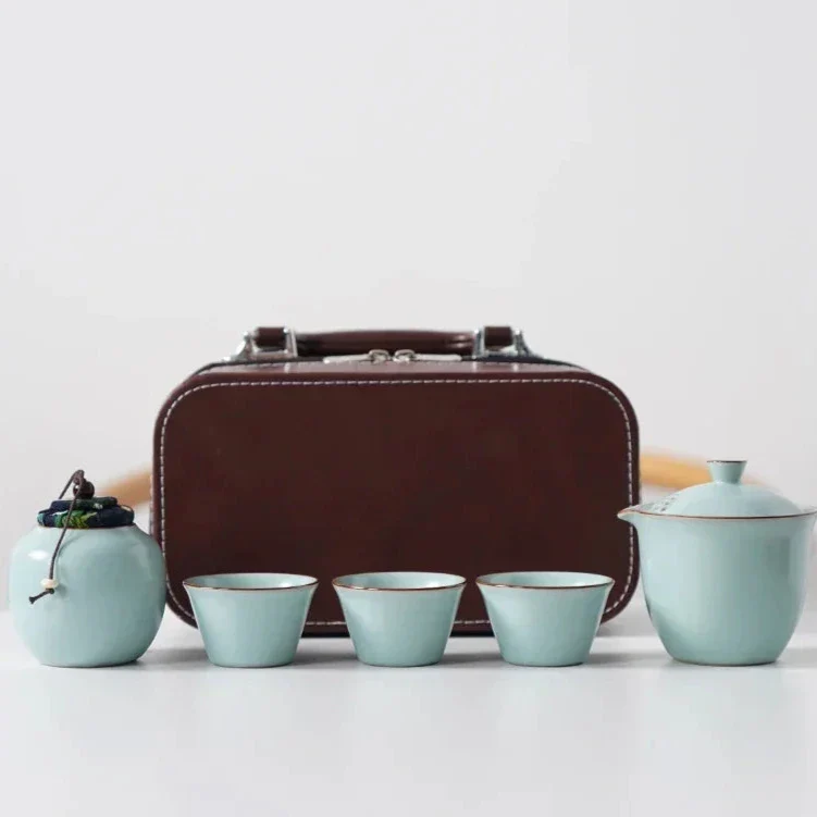 Service à thé japonais avec coffret - Image 2