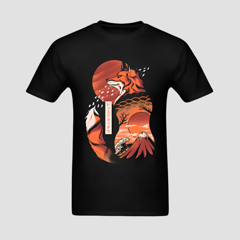 T-shirt Japonais Artistique Renard - Image 4