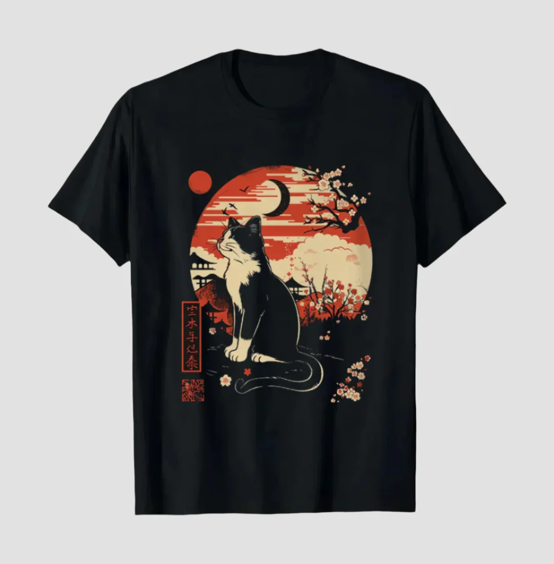 T-shirt Japonais Chat Sakura - Image 3