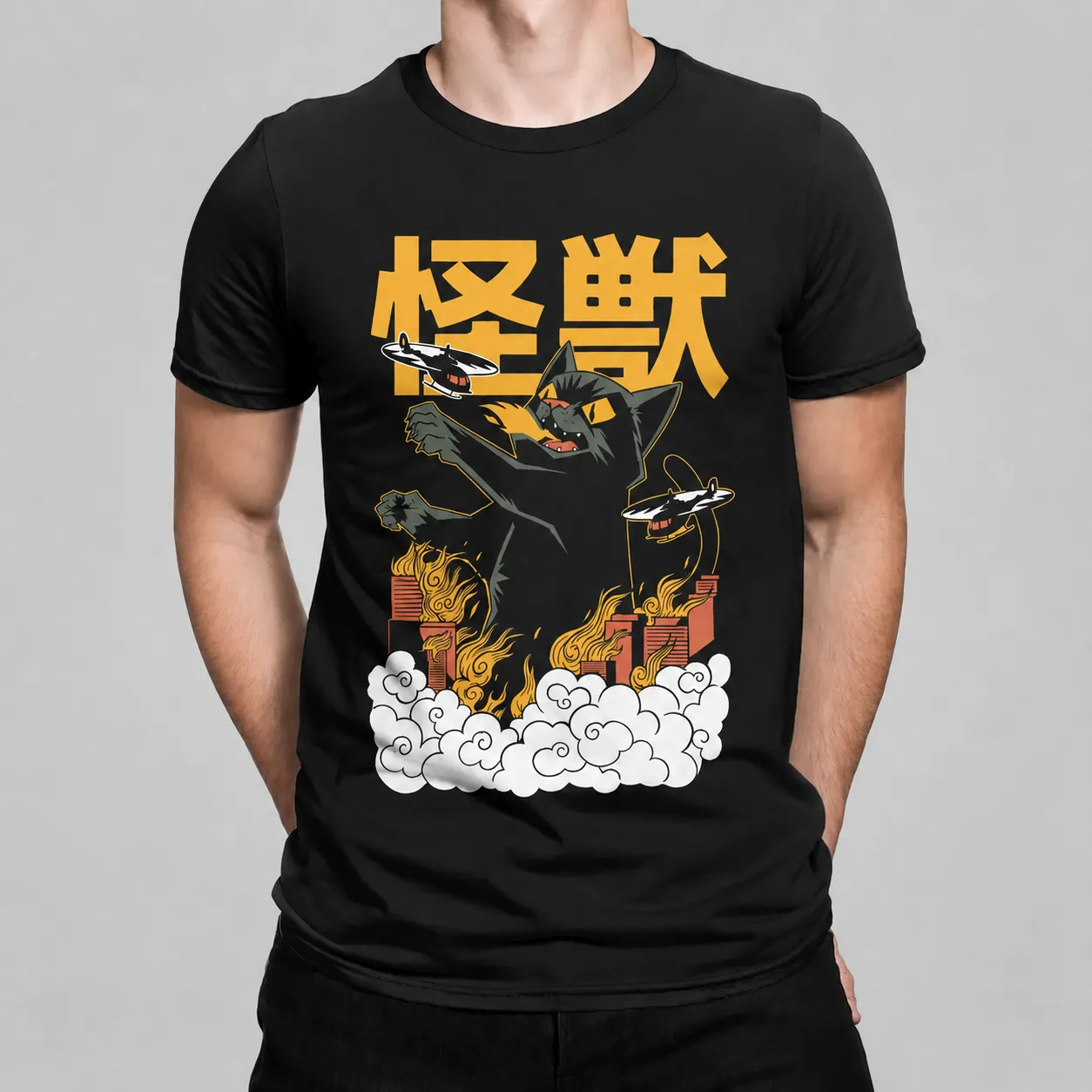 T-shirt Japonais Chat Stylé - Image 2